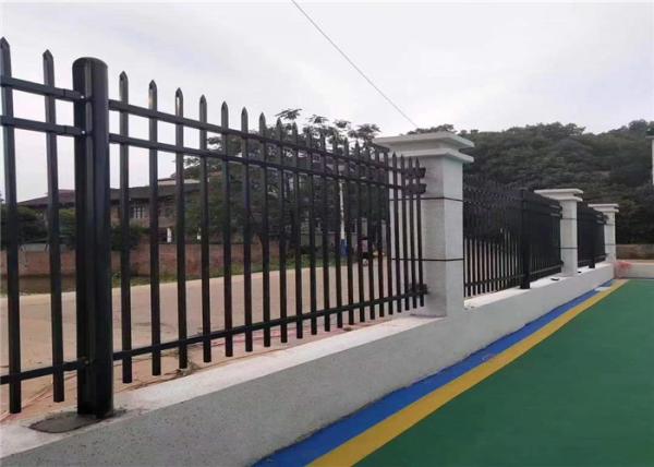 Flat Top Tubular Steel Fence Panels 100mm Picket Distance Square Pipe Horizontal