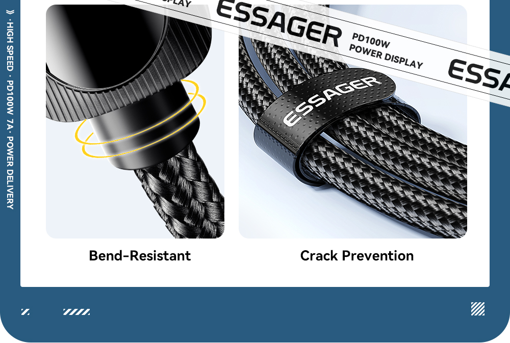 ESSAGER ES-X57 Series 100W USB A to Type C Cable USB C to USB