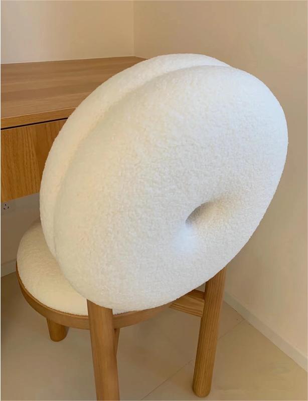 Oak Wooden Cashmere Dining Chairs Lamb Velvet For Modern Office