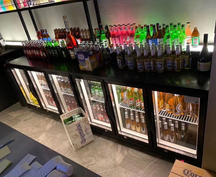 Painted Steel Back Bar Refrigerator , Bar Beverage Cooler With Optional Led Lighting