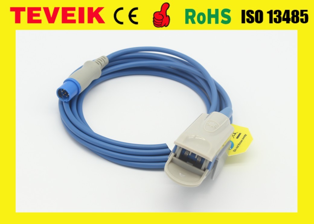 Siemens Drager adult finger clip spo2 medical cable,spo2 sensor probe for SC-7000/8000/9000, round 7pin