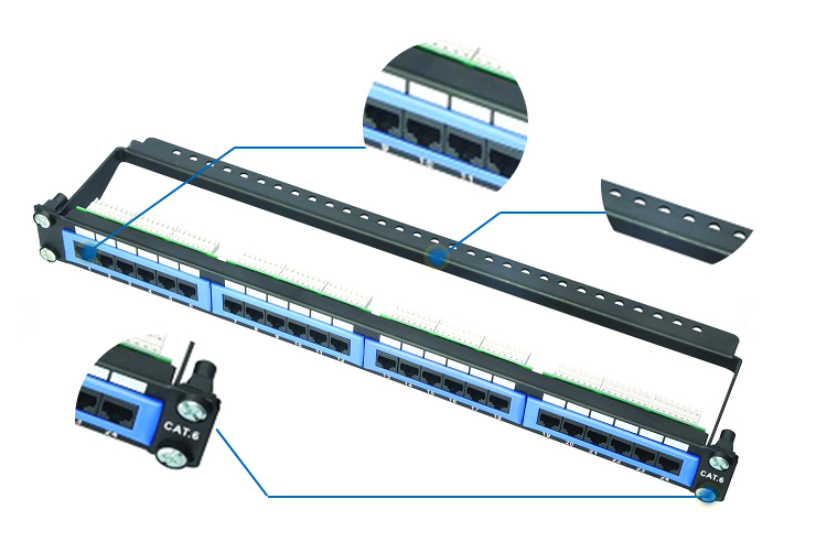 Cable Managament 24 Port Network Patch Panel Telecommunication Application Durable