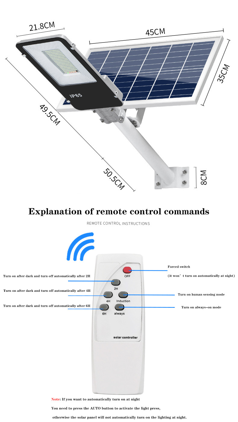 LED Solar Energy Street Light 50w 100w 200w 300w 500 Watt Solar Street Light Remote