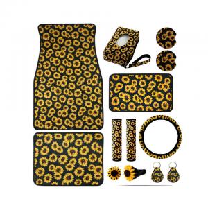 China Car Accessories, Sunflower Neoprene Car Accessories Seat Cover And Foot Mat Set on sale