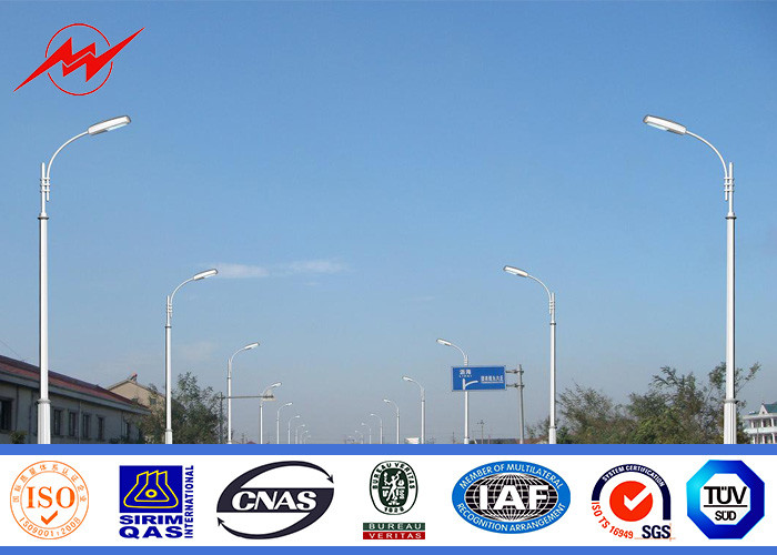 Double / Single Arm Highway Light Pole , Steel Power Pole Hot Dip Galvanization