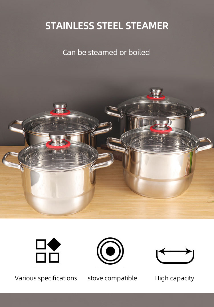 Multi-function Silver Kitchen Cookware Cooking Pot Set Stainless Steel Soup & Stock Pots Sets With Stainless Steel Handle