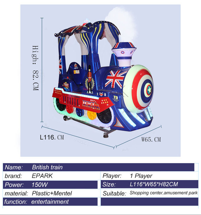 Amusement Park British Train Kiddy Ride Machine Coin Operated 350W