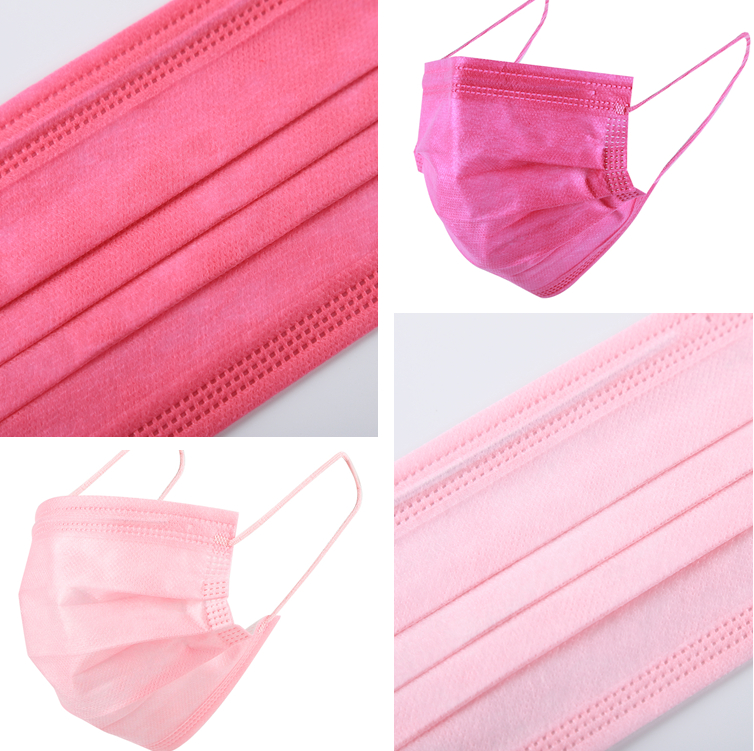 Multi Color Disposable Face Mask Pink 3ply Face Masks Purple Pink Colored Face Masks