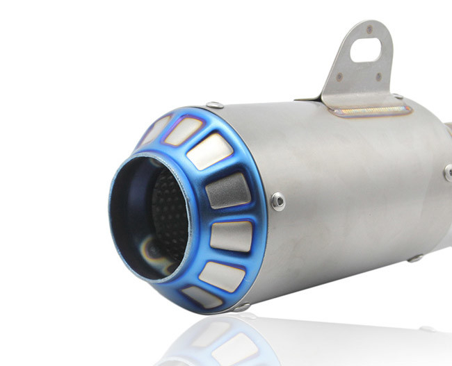 Round Short Motorcycle Exhaust Muffler Pipes With Straight Through Perforated Core