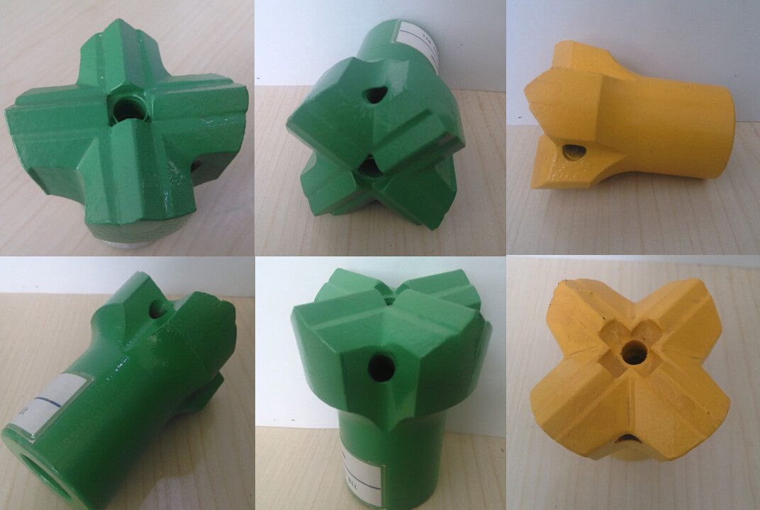 Hard Rock Drilling Cross Bits , Tungsten Carbide Button Drill Bit H25 / R25 / R32