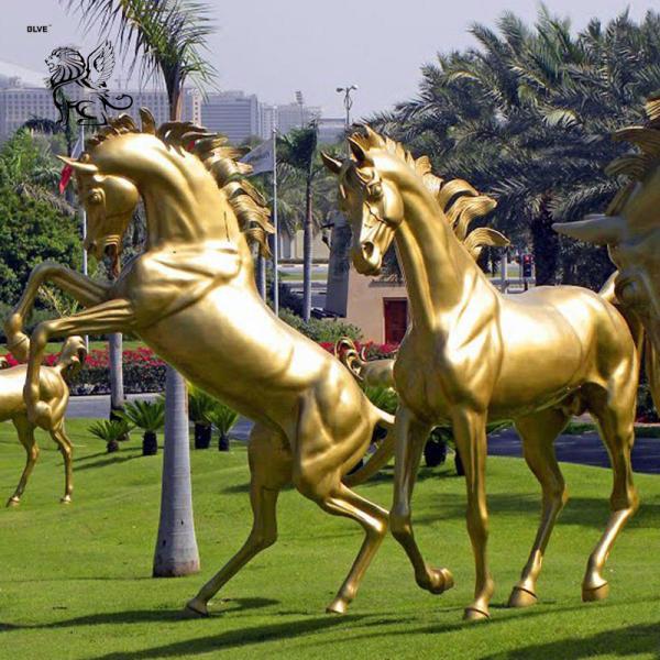 BLVE Golden Horse Statues Copper Garden Life Size Bronze Horse Sculptures Metal