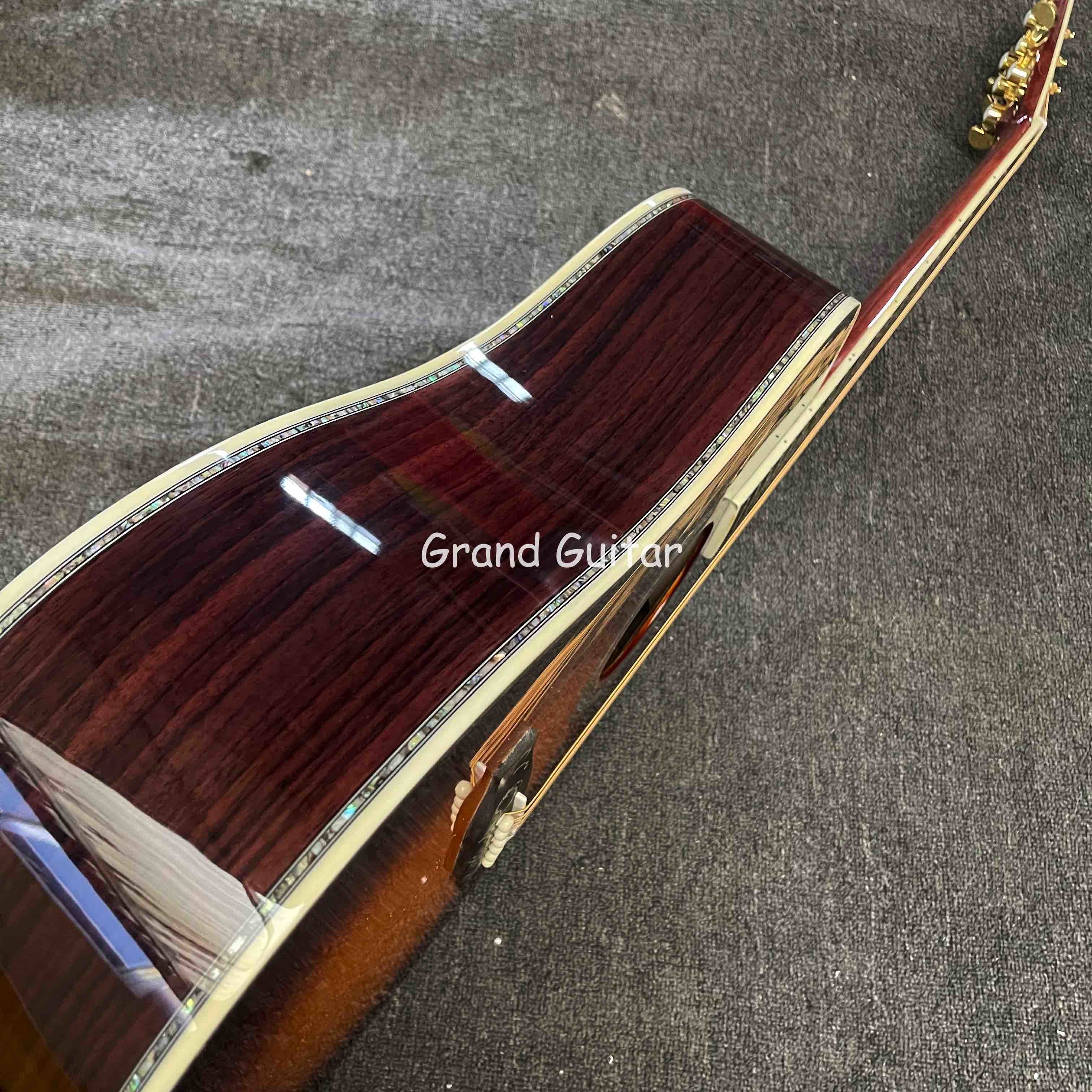 Custom 41 Inch D-45 Sunburst Acoustic Guitar, Rosewood BACK SIDE, Martin Style