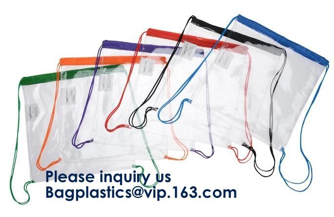 PVC Drawstring Bag Backpack With Solid Bottom Promotional Custom 210D Transparent PVC Clear Drawstring Backpack Bags
