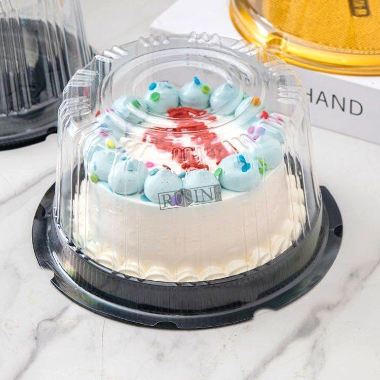 Custom 8 Inch Cake Container Transparent PET Round For Birthday And Party