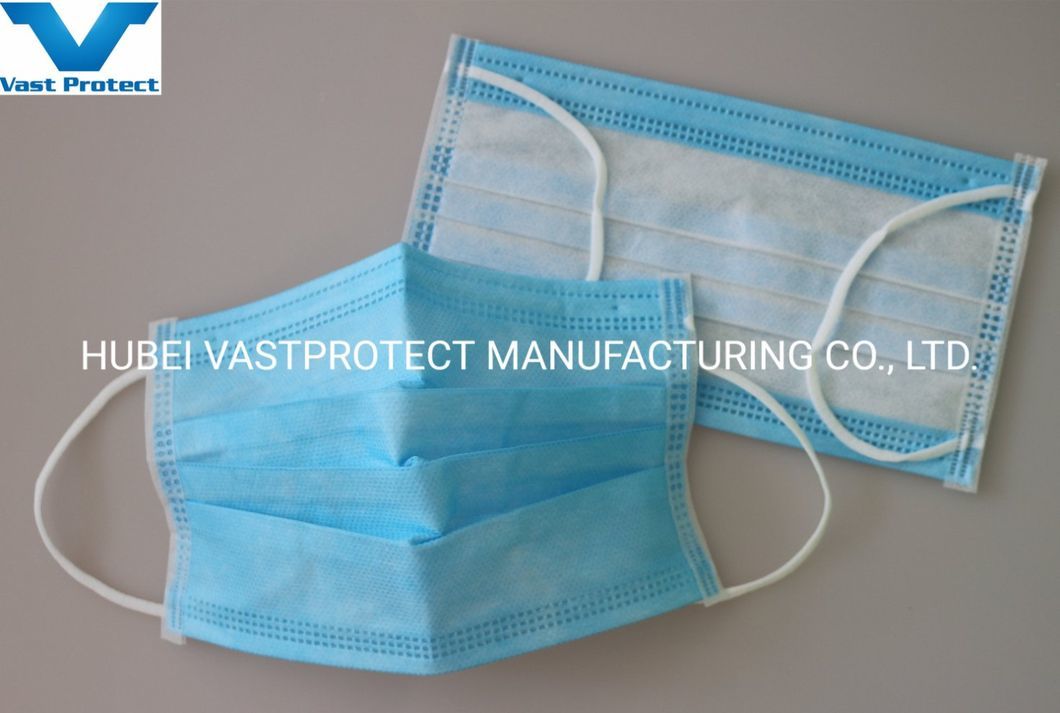 Factory Type I II Iir Protective Black White Earloop PP 3ply Non-Woven Disposable Face Mask
