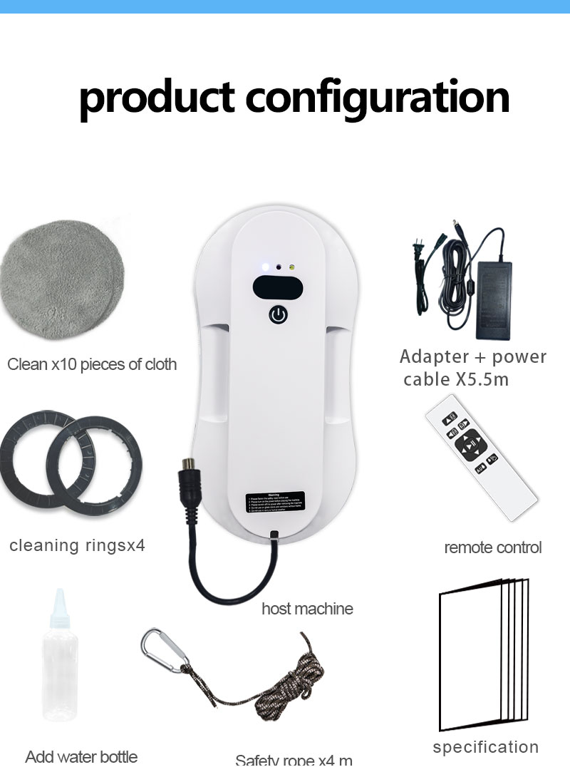 Electric Window Cleaner for Bath and Exterior Cleaning Ultra-Thin 62mm Water Spray Robot