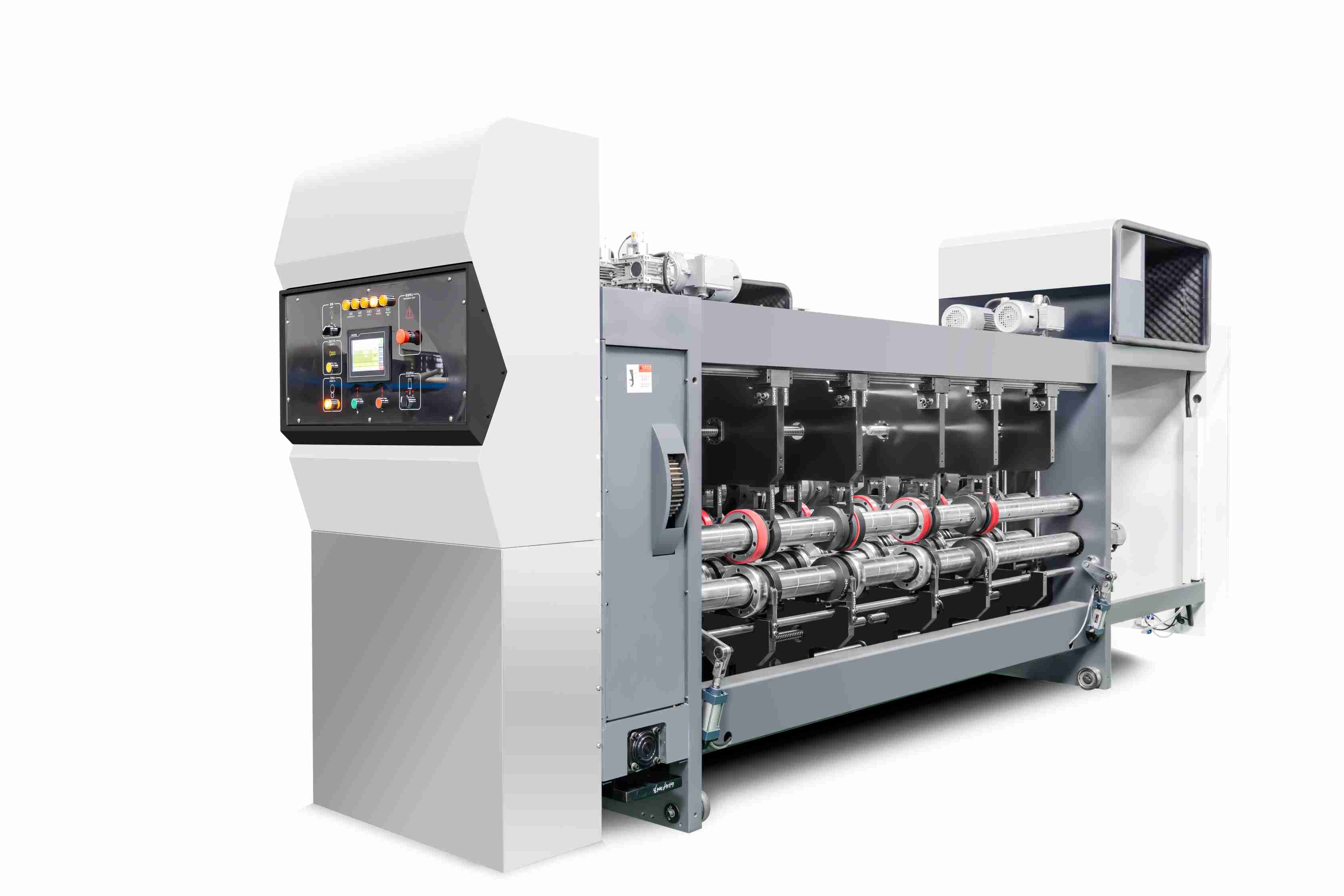 Corrugated Cardboard Lead Edge Vacuum Transfer 4 Color Printer Slotter Die Cutter High Precision
