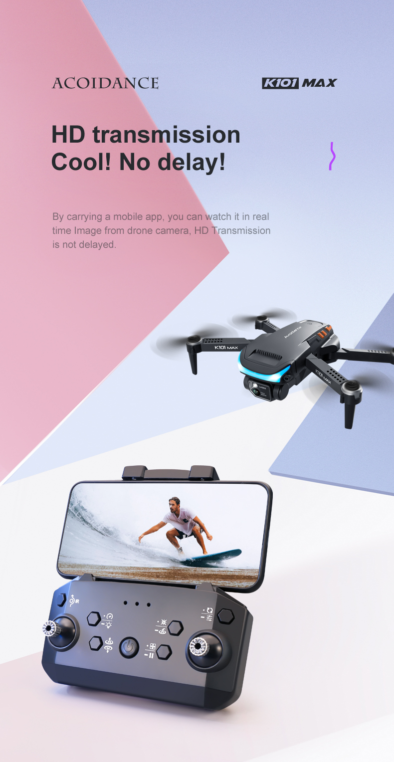 Long Distance Gps Drone Wifi Obstacle Avoidance Drone Toys For Kids Charging time 1 hour K101 Max Drone With Camera 4k