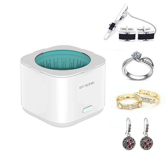 SS Ultrasonic Jewelry Cleaner Super Sonic Denture Cleaning Machine Small Light Cube Structure