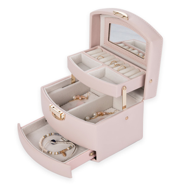 fashion recycled jewelry display cases wholesale jewelry Case Leather Organizer Girls Box