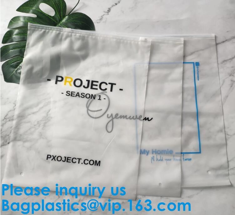 Transparent PVC Biodegradable Custom Frosted Slider Zipper Pouch For Bikini Swimwear Clothing Plastic Packaging Zip lockk