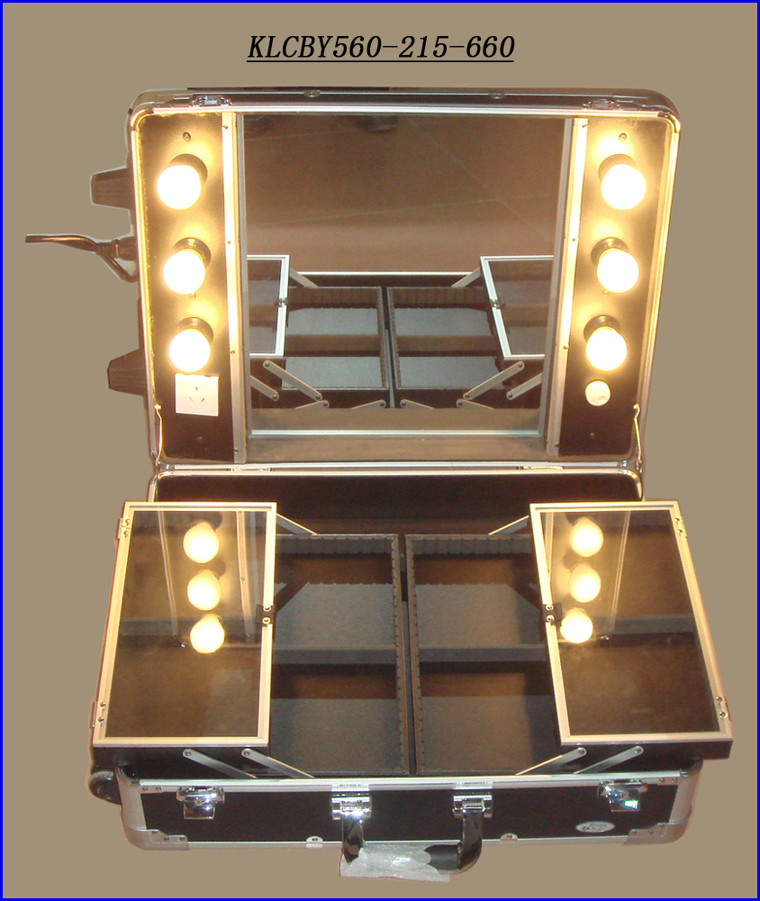 Rolling Makeup Desk Case with Lighted Mirror KLCBY560-215-660