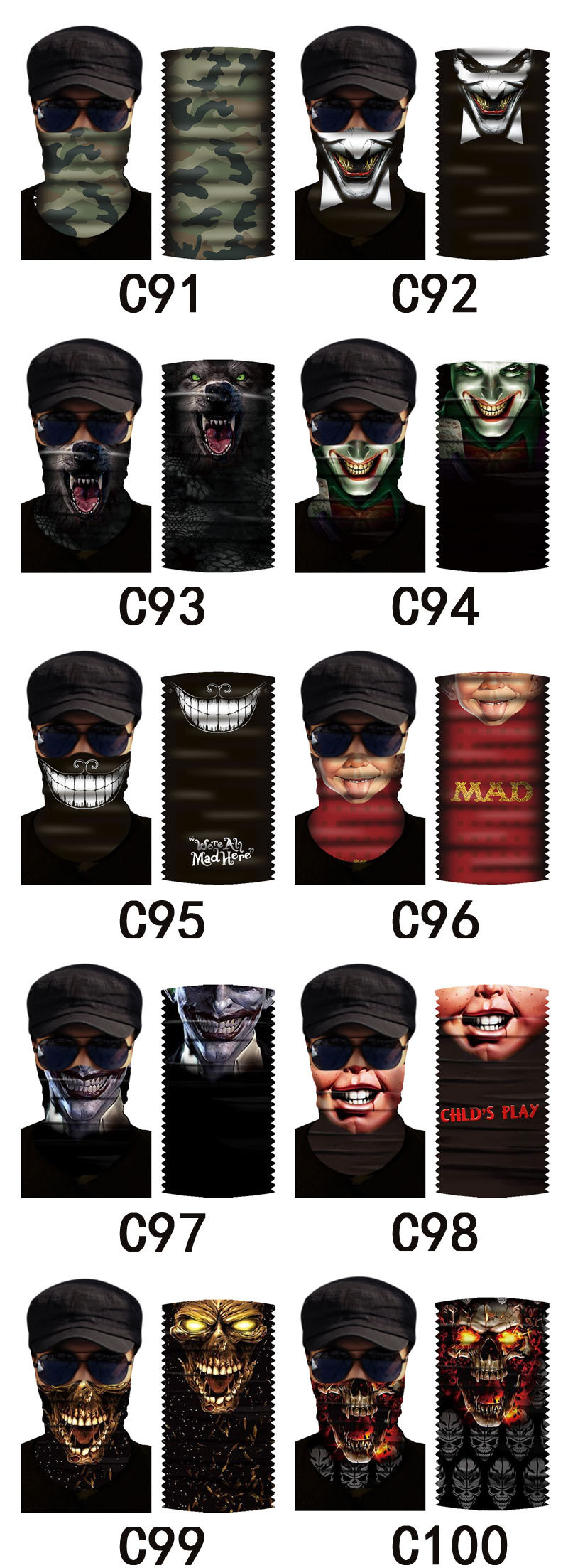 Blue Sublimation Biking Polyester Multifunctional Bandanas