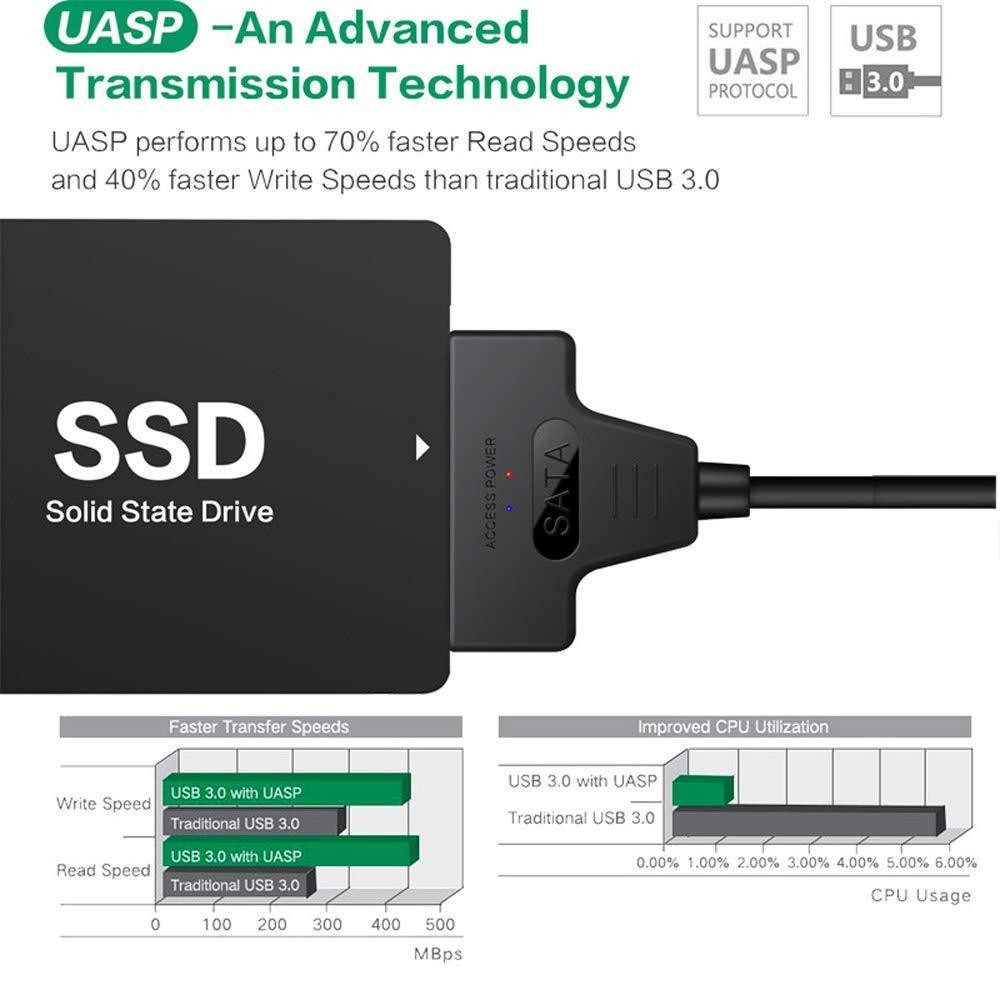 33cm Sata 3.0 Cables , Sata 3 To Usb 3.0 Cable For 2.5 Inch Hdd