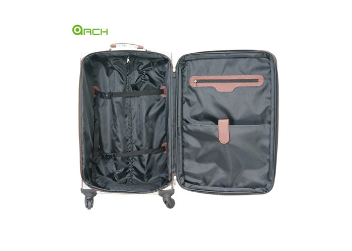 PU Trolley Spinner Wheels Travel Luggage Bag With Map