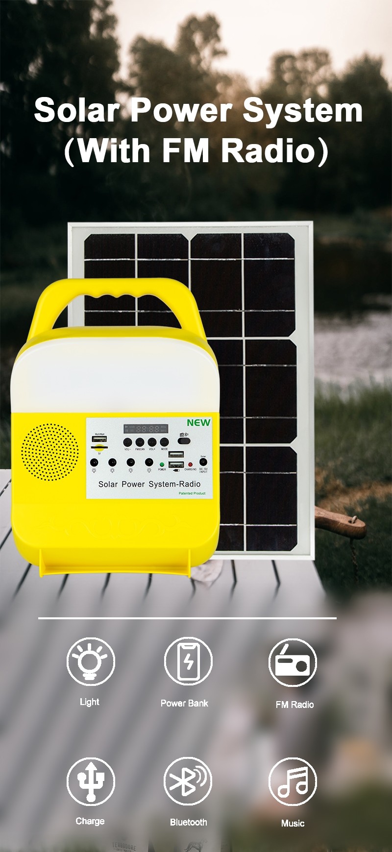 IP65 Portable Solar Led Ceiling Lamp Shed Light Bulbs For Indoor 20W 6V