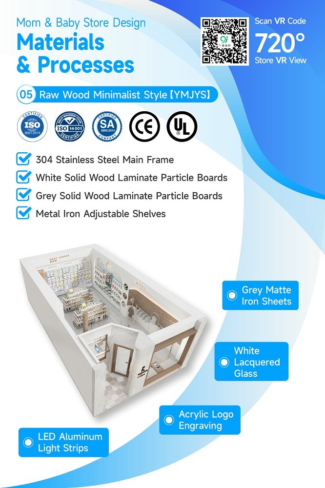 05-YMJYS Maternity And Baby Shop Display With Raw Wood Minimalist Style