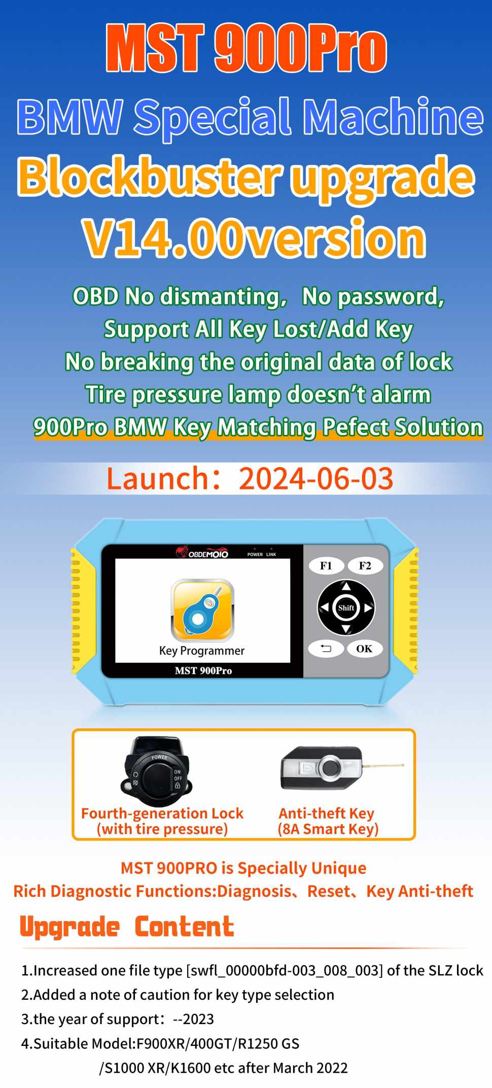OBDEMOTO 900PRO 3-in-1 Motorcycle Scanner For BMW/ Harley Davidson/ Ducati