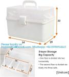 3-Layers Plastic Portable Storage Box,Household Plastic Craft Supply Box With