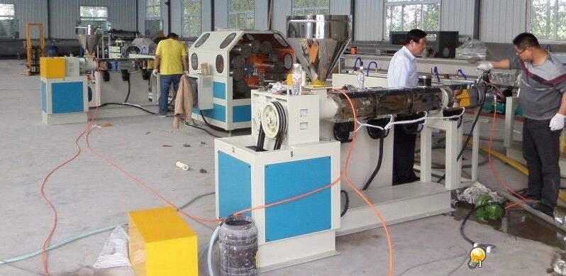 Twin Screw Plastic Pipe Extrusion Line / Fiber Reinforced Pvc Pipe Extruder Machine