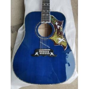  Custom AAAAA 12 Strings All Solid Wood Doves in Flight Viper Blue Acoustic Folk Guitar AAAA solid spruce wood top Manufactures