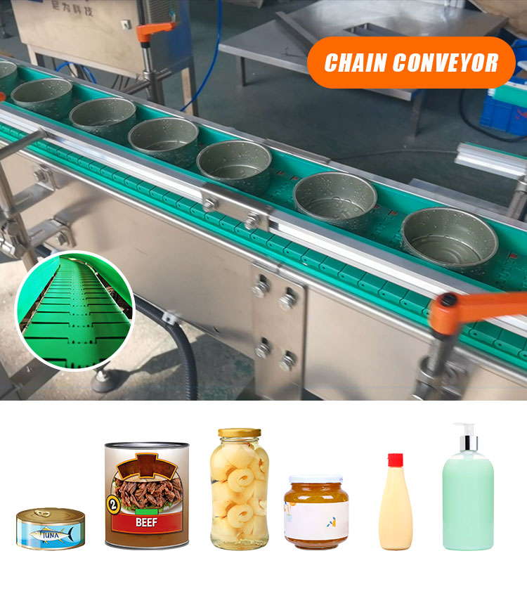Food Canned Bottles Conveying Slat Top Chain Conveyor For Industry Packaging Line