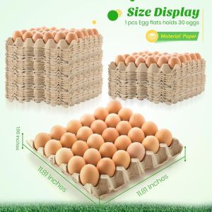 Pack Egg Cartons Crates Bulk 30 Cell Pulp Fiber Egg Flats Reusable Stackable
