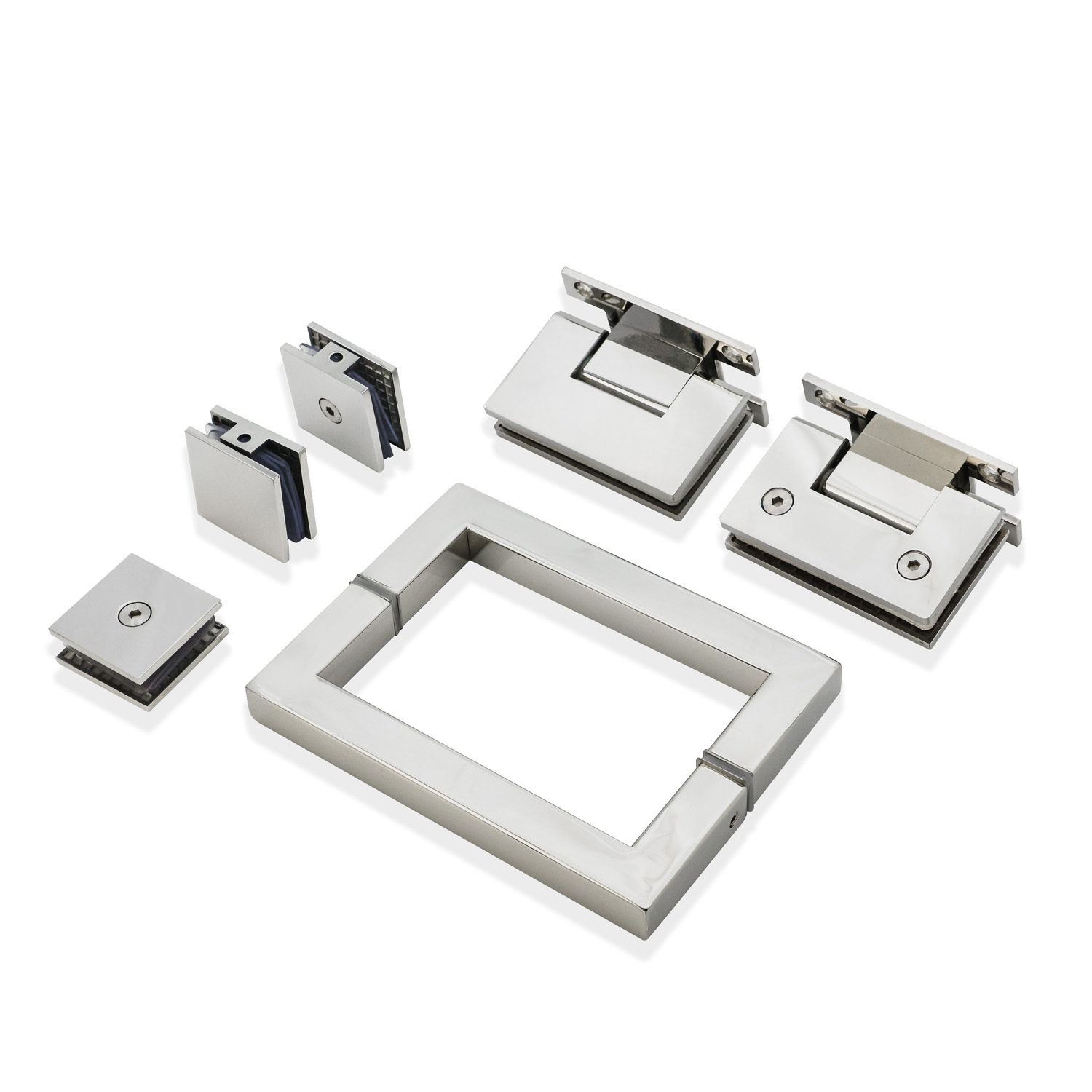 Glass Door Pull Handle Set For Door With Door Window Handles And Square Glass Clamps