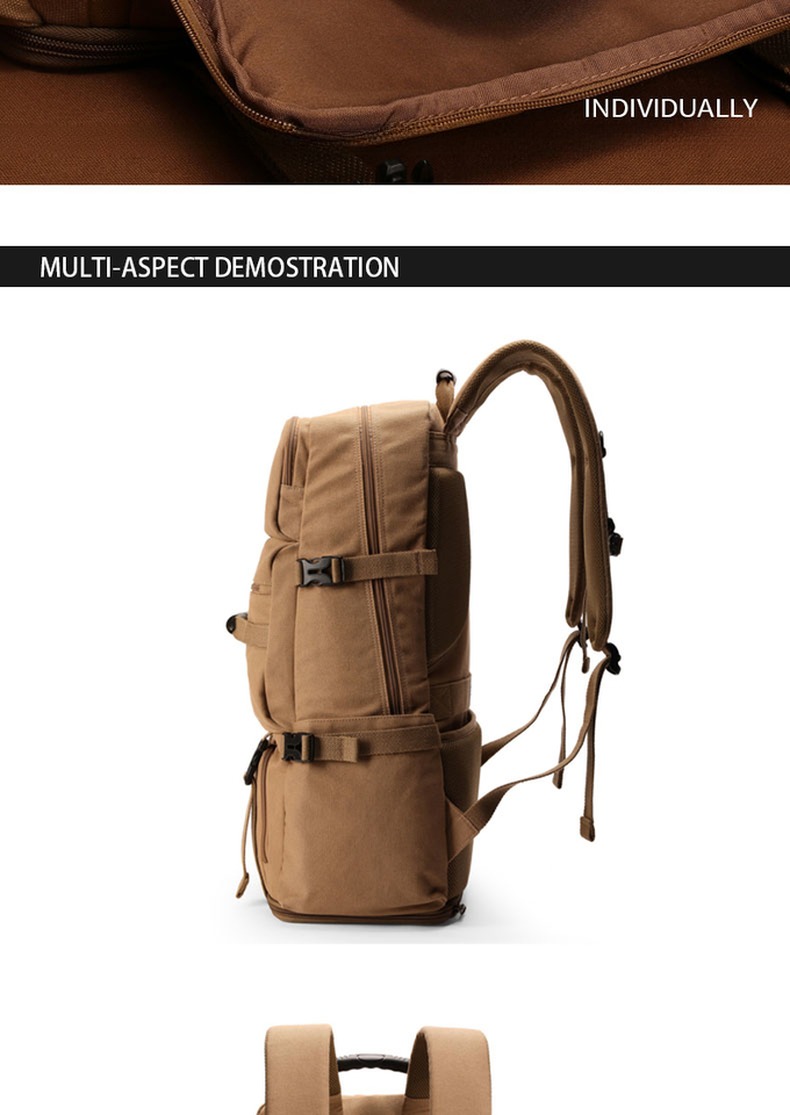 Comfortable and Versatile 60L Khaki Backpack for Outdoor Training Camping Traveling