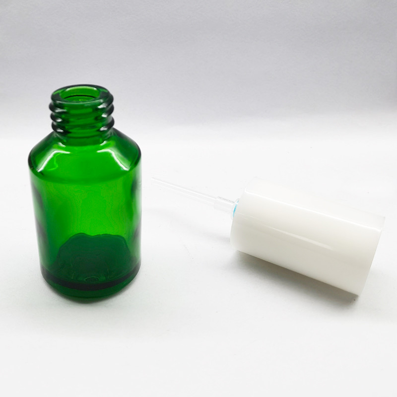Green Essential Oil 30ml Sloping Shoulder Bottle Plastic Cap Dropper