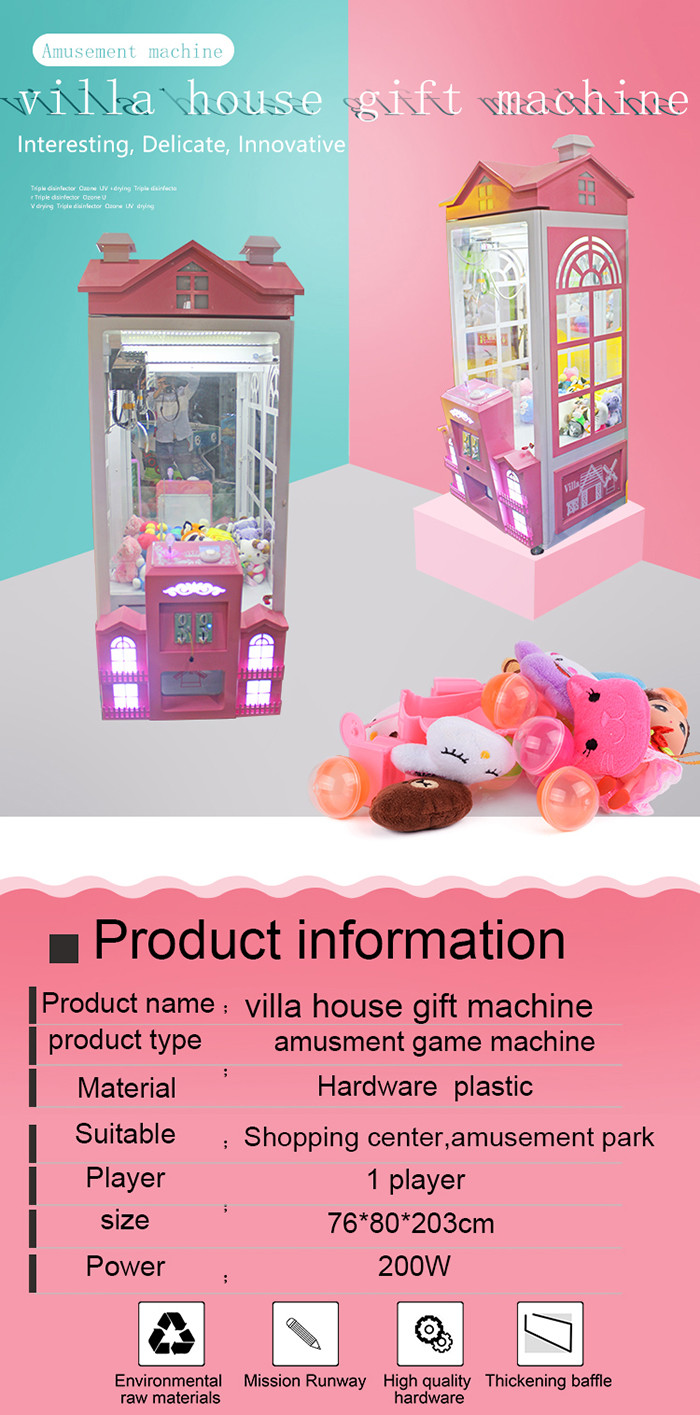 Attractive Toy Crane Game Machine / Coin Operated Gift House Big Crane Claw Machine