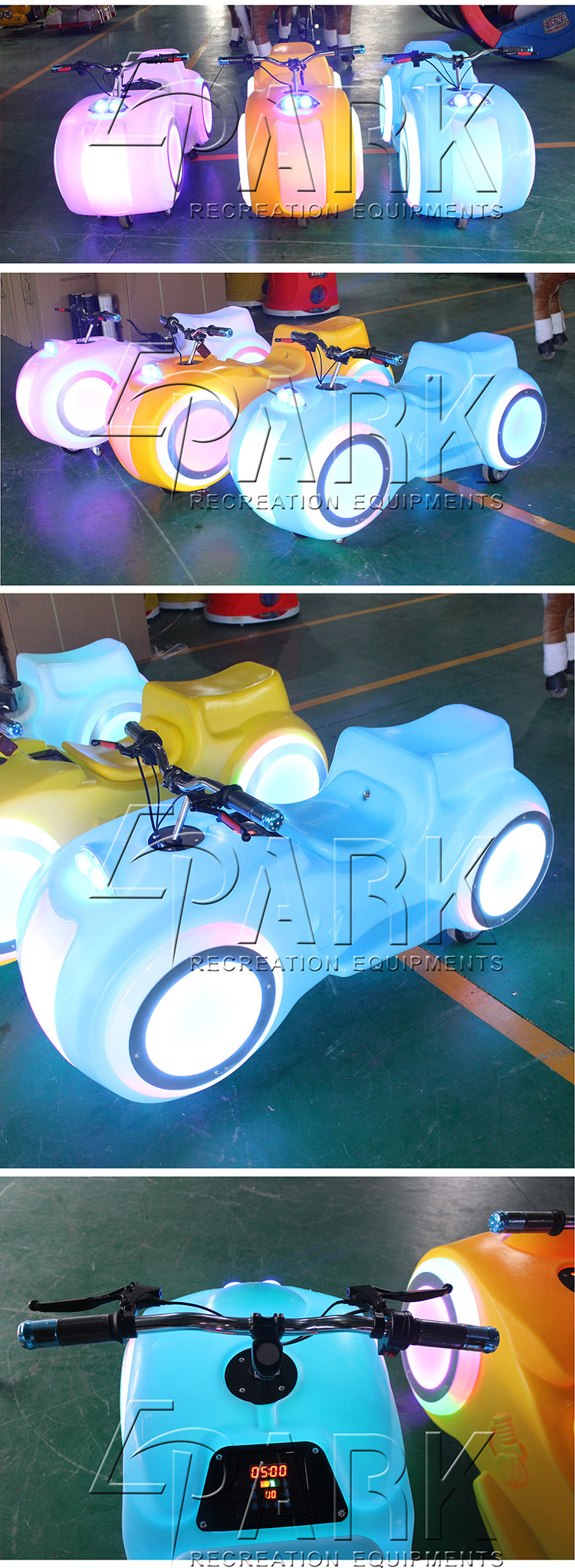 Children Motor Battery Music Coin Operated Motorcycle Ride With Fiberglass Material