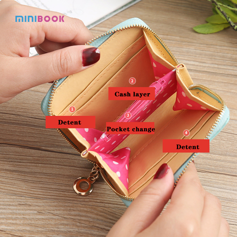 Custom Bowknot Letter Logo Short Purses Small Zipper Coin Bag For Women