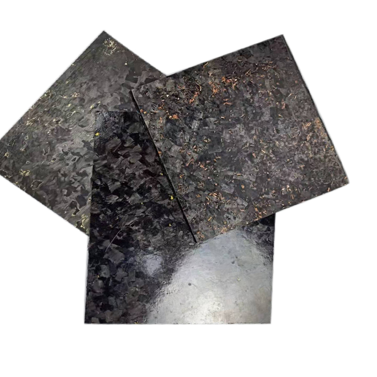 Glossy/ Matte Customize Forged Gold Foil Carbon Fiber Sheet 50% Glossy Weave Forge Pattern