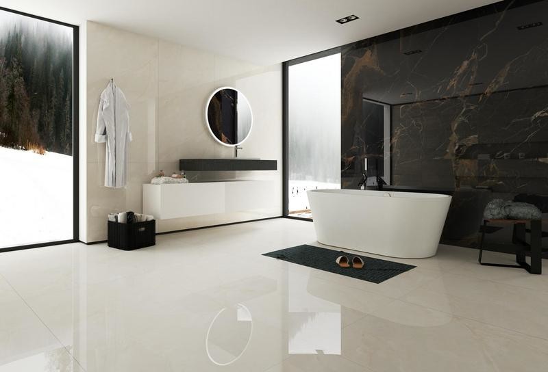 Water-Proof Acid-Resistance 900x1800x9mm Inside Wall And Floor Porcelain Glazed Polished Tile For Living Room Non-Slip Beige
