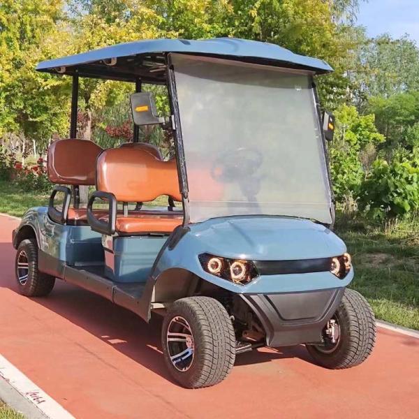 4 Seater Electric Golf Cart Blue Outdoor Theme Park Lithium Battery Manufacturer