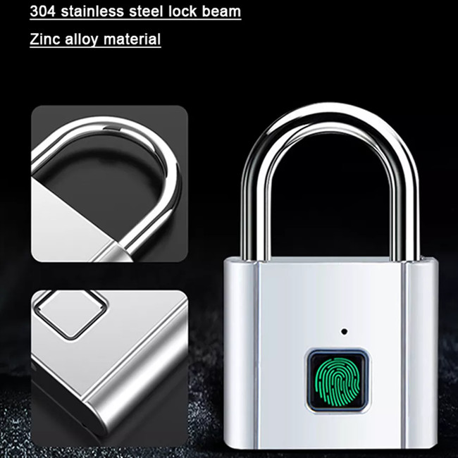 Tuya App Control Smart Fingerprint Padlock Keyless USB Charging For Door Suitcase Drawer