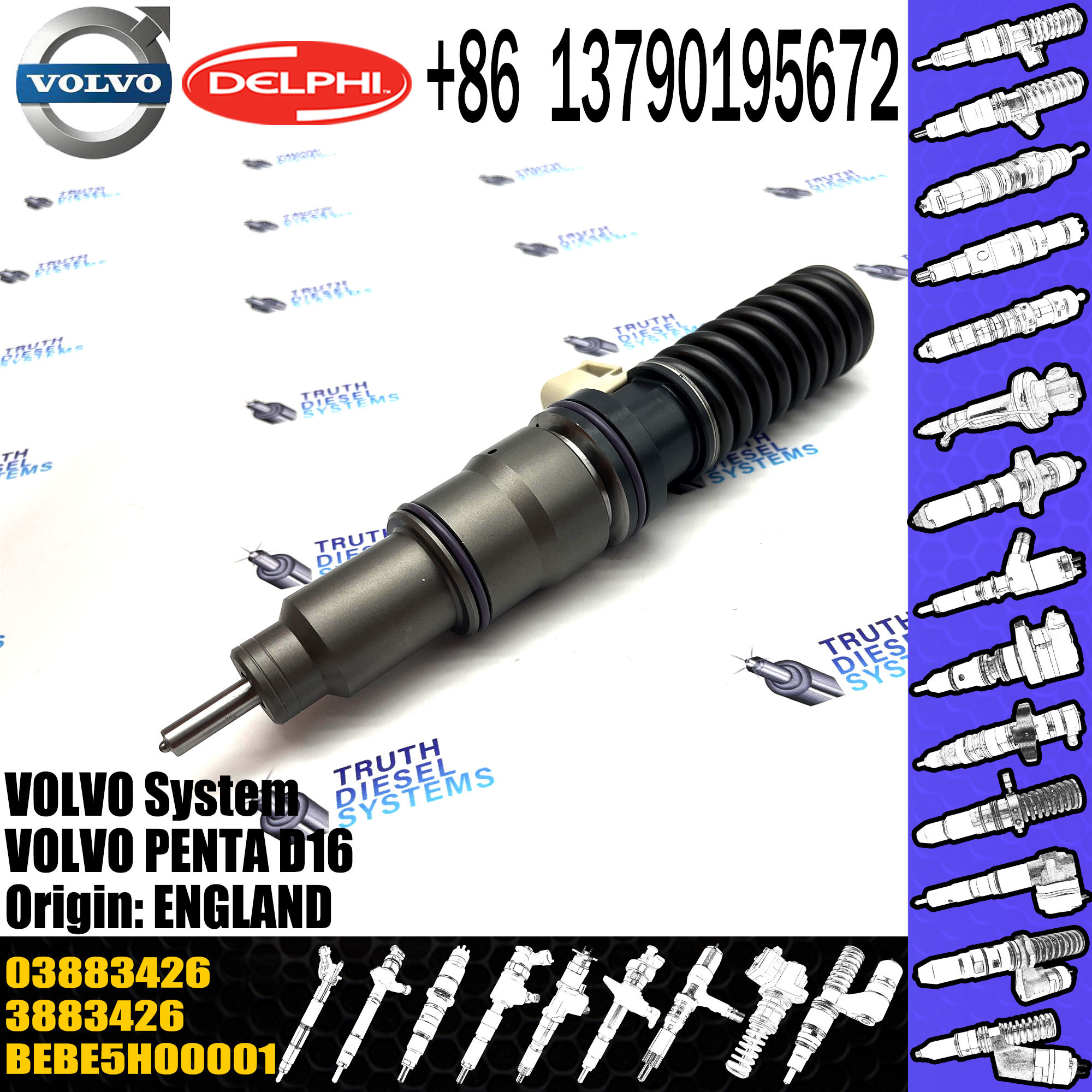 original Diesel Fuel Injector 3883426 BEBE5H00001 3801144 03883426 E3.24 for VOL PENTA D16