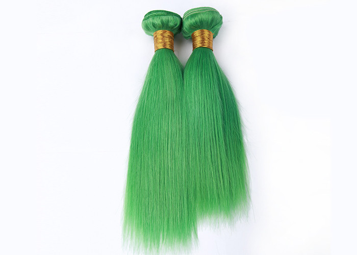 Green 100% Remy Virgin Human Hair , Straight Peruvian Weave Bundles