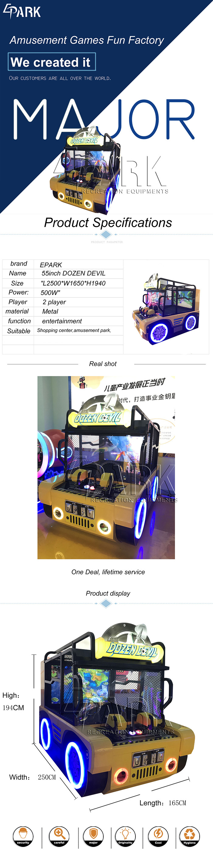 Two Player Cooperated Shooting Video Game Machine Ball Hit Screen Electric Car Machine